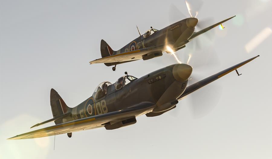 Spitfires flying in formation
