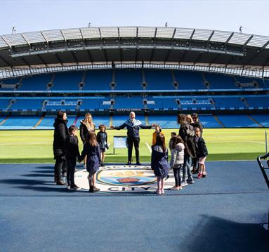 Fans on a tour inside the Etihad Stadium