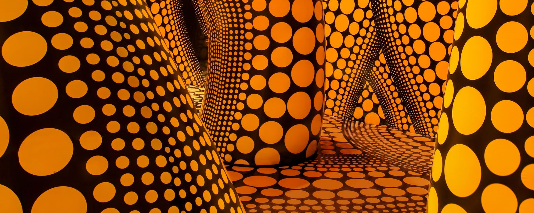 Yayoi Kusama, The Hope of the Polka Dots Buried in Infinity will Eternally Cover the Universe, 2019. Installation view, Fosun Foundation, Shanghai. Courtesy of Ota Fine Arts and Victoria Miro © YAYOI KUSAMA