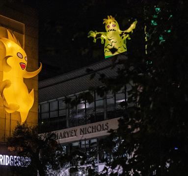 Halloween Monsters above Manchester's Selfridges