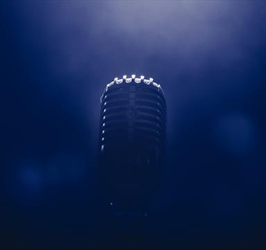 Microphone in blue smoke