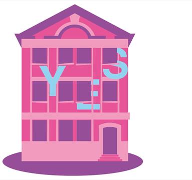 Illutration of pink YES building