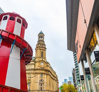 Red and white carnival ride in Manchester