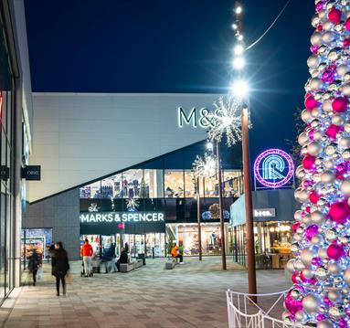 Rochdale Riverside Retail & Leisure with Christmas decorations