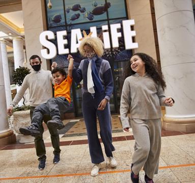 Family outside Sea Life Manchester
