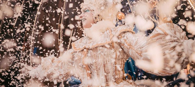 Snow queen at Festive Sundays in Manchester City Centre