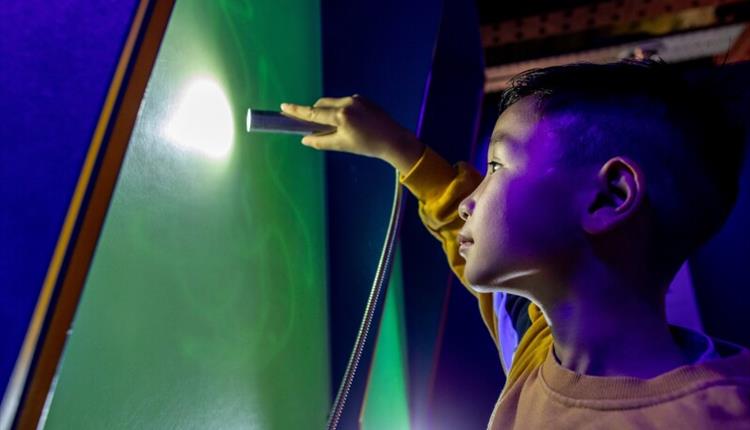 Boy playing with a light torch