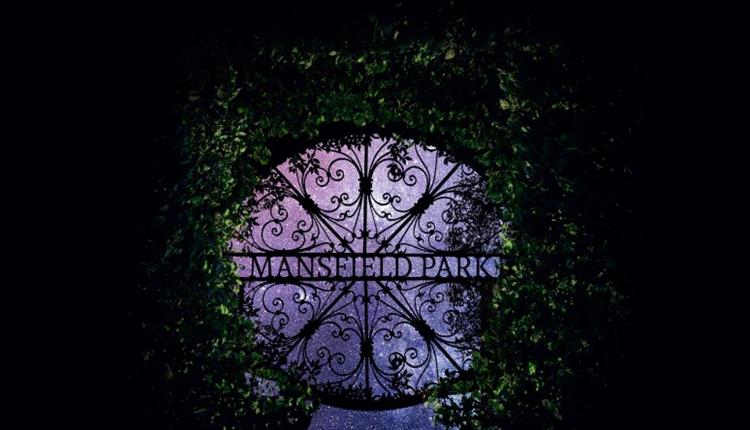 Park gate with words: Mansfield Park