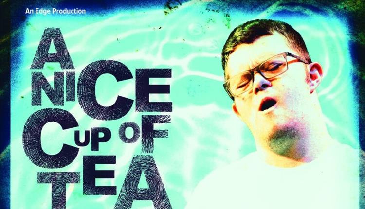 Blue poster with an actor: A Nice Cup Of Tea