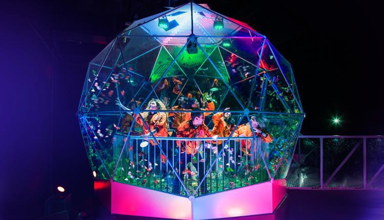 People collecting golden tickets in the Crystal Maze Manchester dome