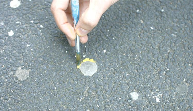 Blob of chewing gum on a road