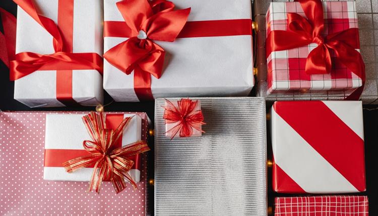Gifts with red ribbon
