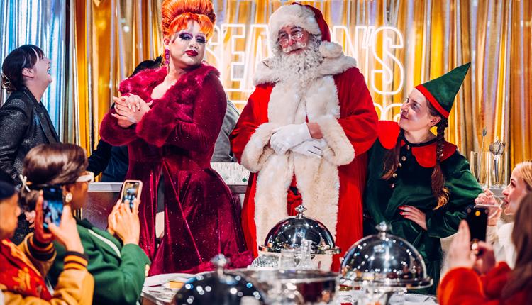 Santa, elf and drag queen, Narcissa Nightshade