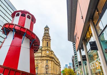 Red and white carnival ride in Manchester