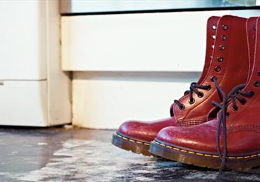 Red Dr. Martens boots