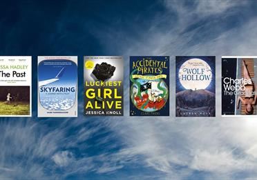 Books on a blue sky
