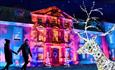 Dunham Hall lit up by the Christmas lights trail