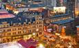 Looking out over the Manchester Christmas Markets in Cathedral Gardens. Credit to Manchester City Council.