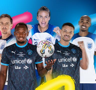 Graphic of players taking part in Soccer Aid 2023