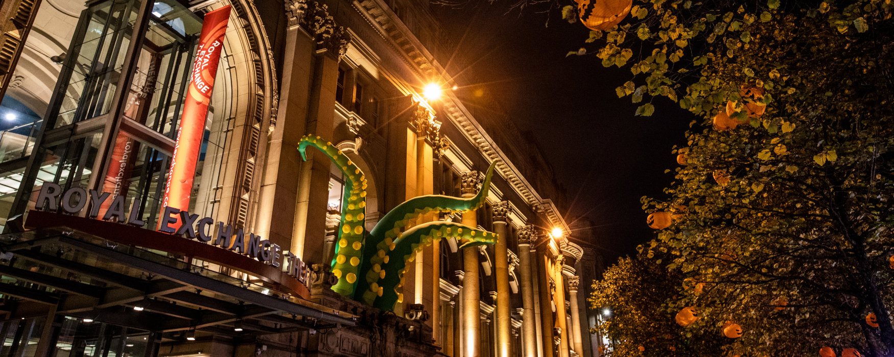 Halloween Monsters outside Manchester's Royal Exchange Theatre