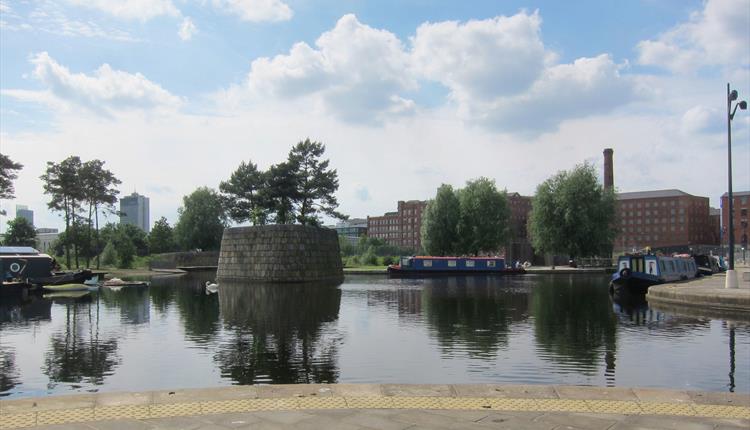 Waterways and islands in Cotton Field Park, New Islington, Manchester