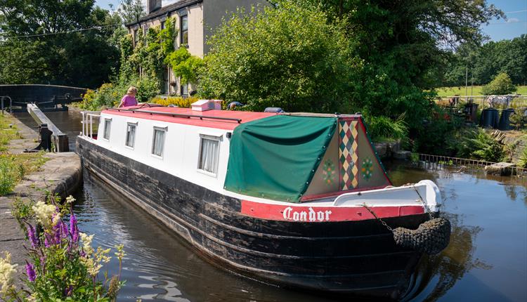 Narrow boat on the Rochdale Canal.