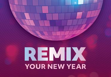 Poster with a disco ball: Remix Your New Year