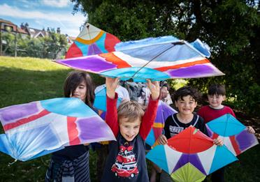 children with kites