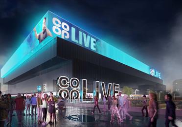 Exterior CGI view of Co-op Live
