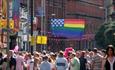 Canal Street with Pride flag flying