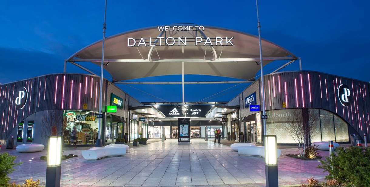 Dalton Park entrance at night
