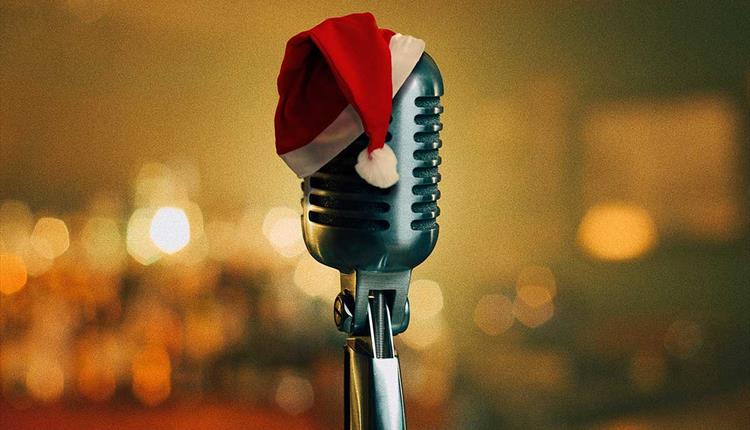 Microphone with Santa's hat