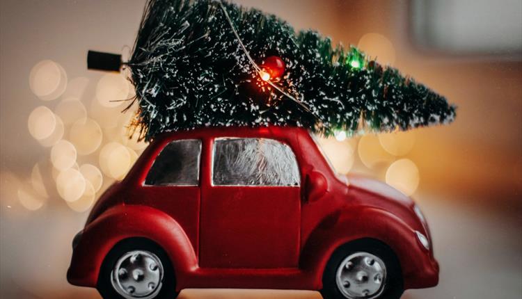Christmas tree on a toy car
