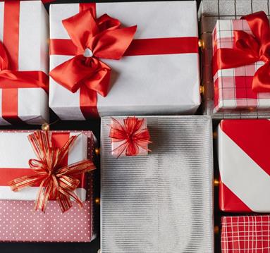 Gifts with red ribbon