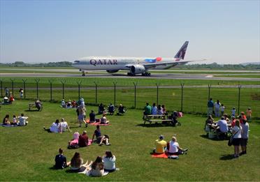 Spectators at the Manchester Airport Runway Visitor Park