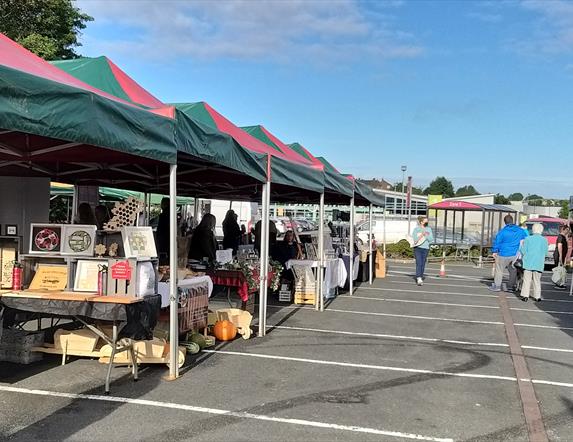 Market stalls in a carpark at the Tyrone Farmers market.