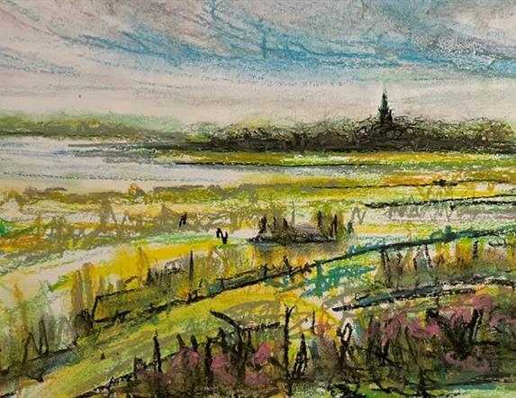 oil painting of Church Island