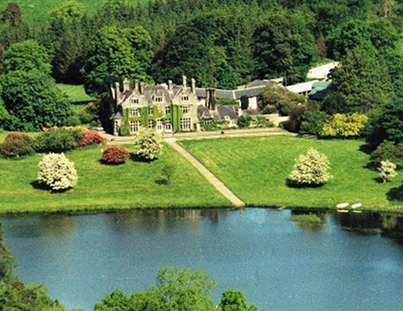 Aerial view of Blessingbourne estate with surrounding greenery and lakes