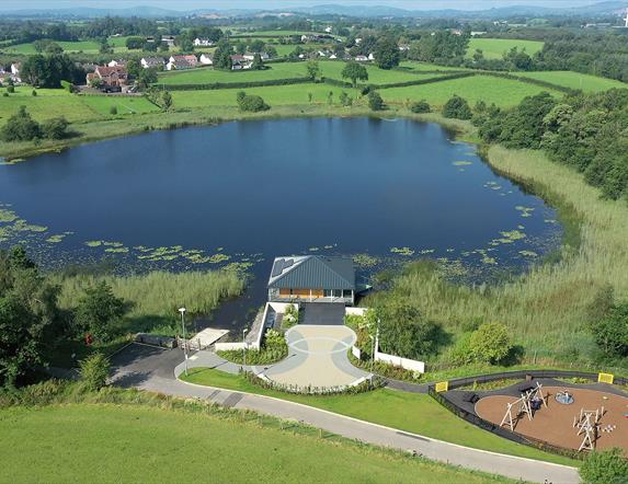 An aerial view of Roundlake Caravan park and children's play area