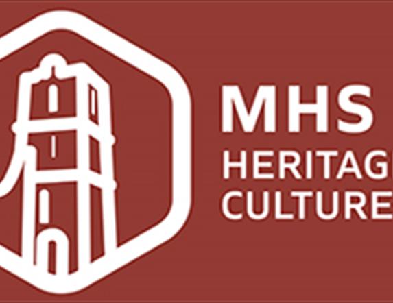 Maghera Heritage Society red logo with white writing