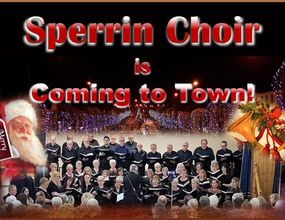 Image of the Sperrin choir with red writing above