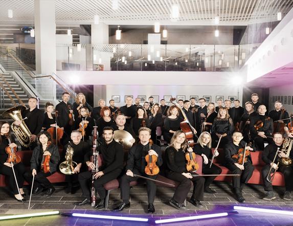 Image of the members of Ulster Orchestra and their instruments