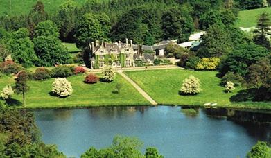 Aerial view of Blessingbourne estate with surrounding greenery and lakes