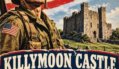 Post of American World War II GI with Killymoon Castle in background.