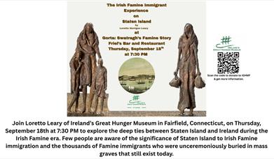 Image of flier providing details of the Loretto Leary's talk of The Irish Immigrant Experience on Staten Island.