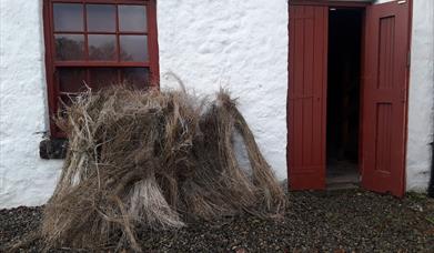 A pile of Flax, sitting beside the door of the Mill