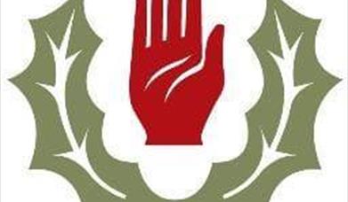 Image of red hand surrounded by green thistle 