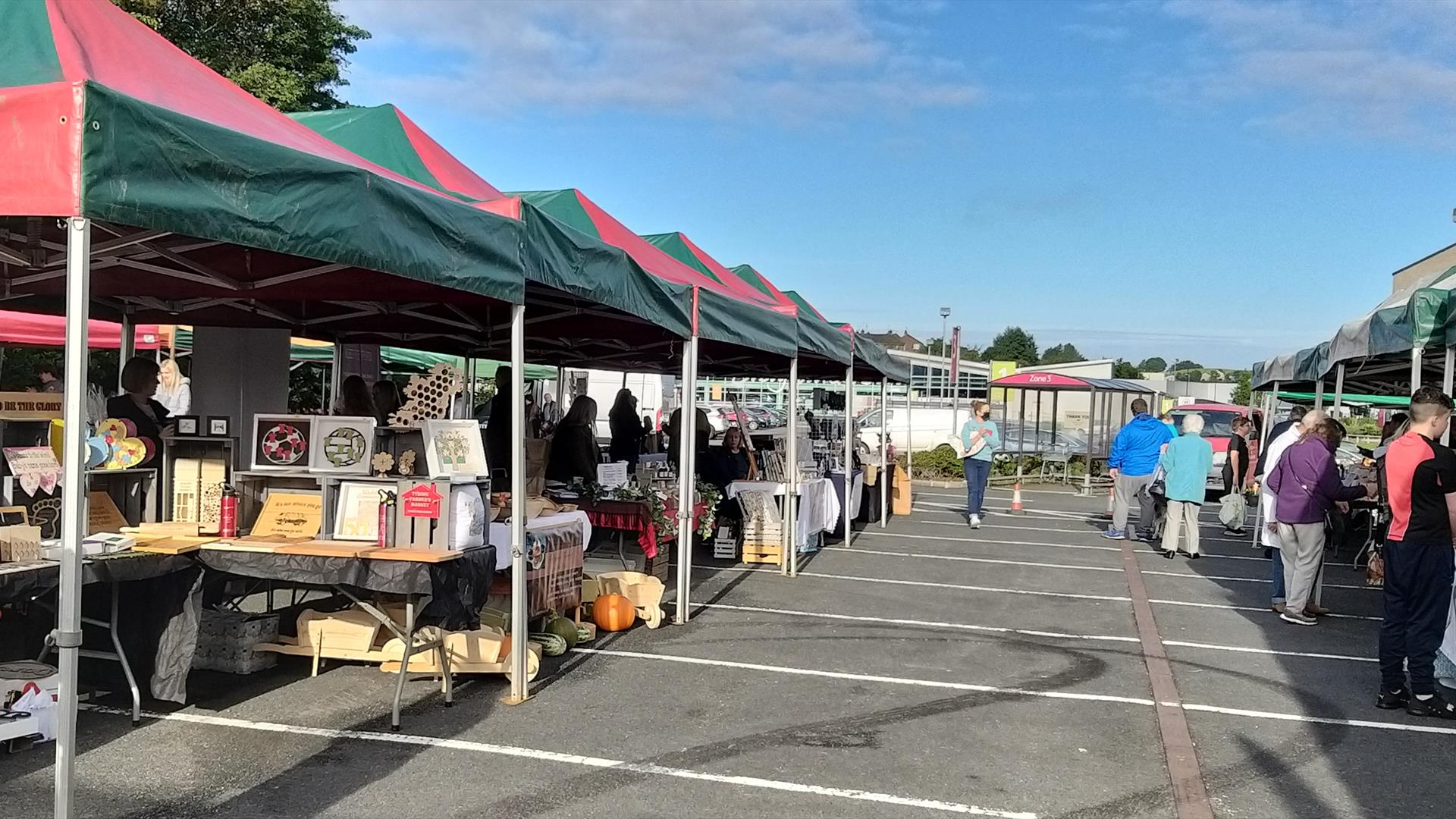 Market stalls in a carpark at the Tyrone Farmers market.