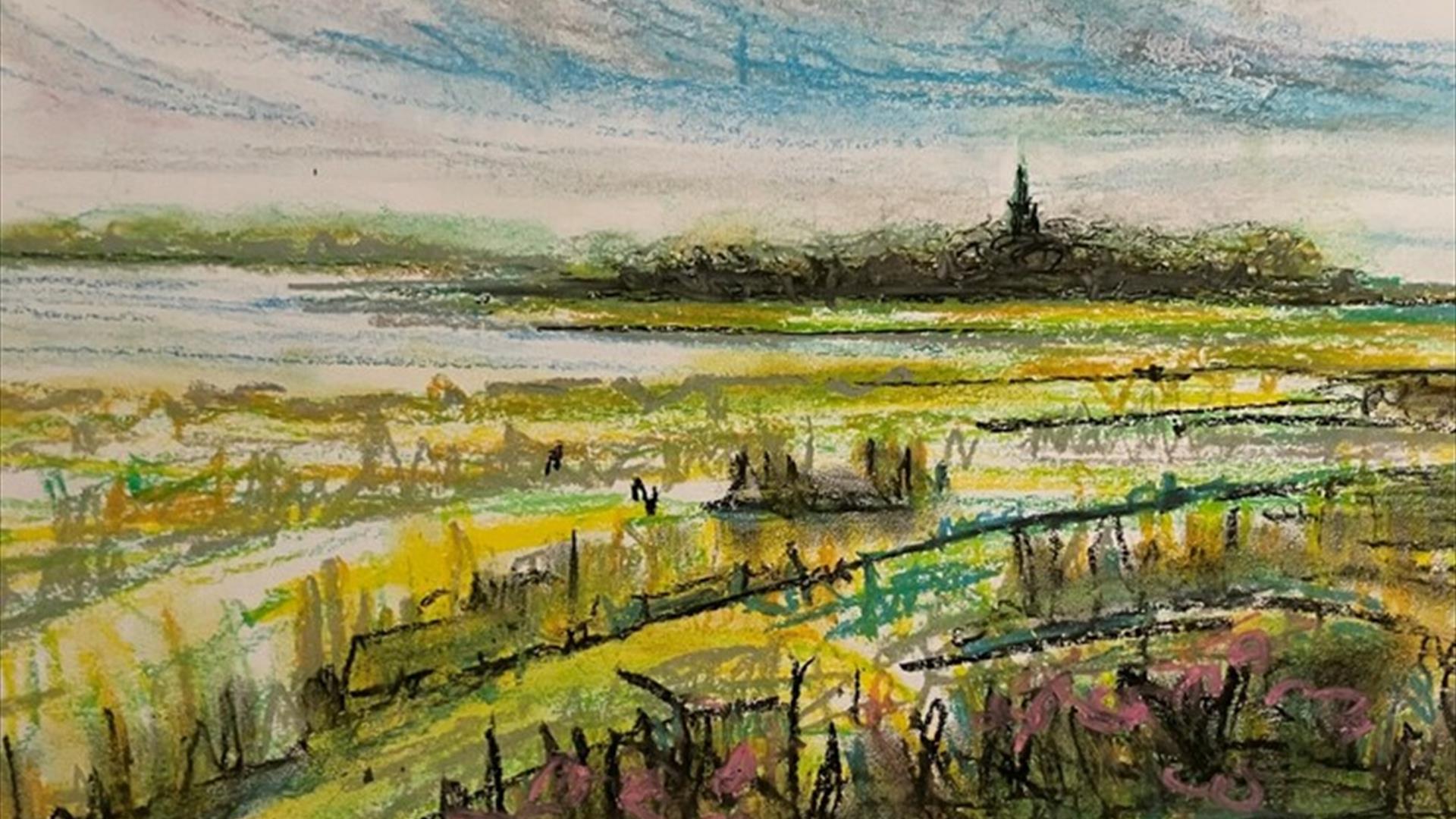oil painting of Church Island