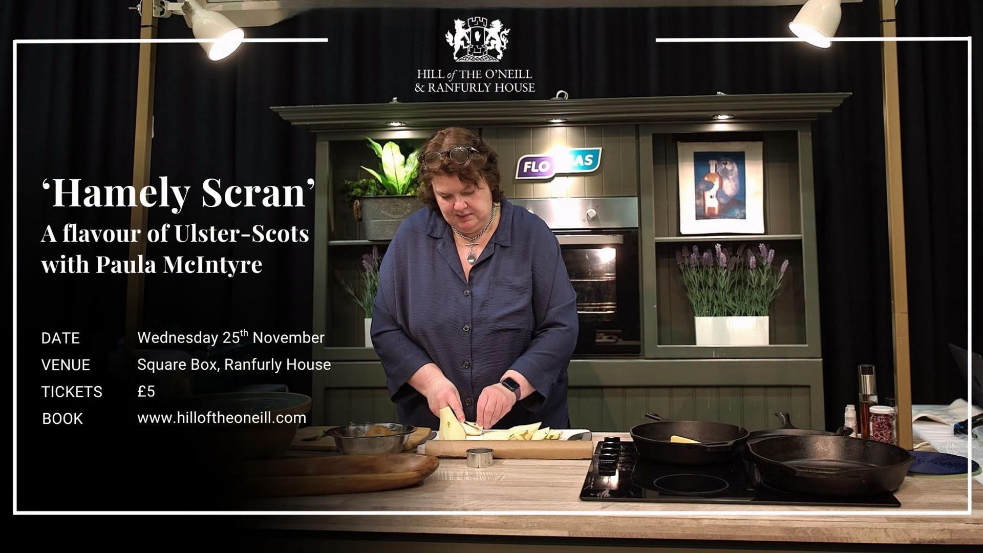 Photo showing Paula McIntyre chopping ingredients for a Hamely Scran